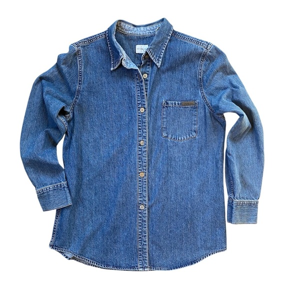 Vintage Tops - ❌SOLD🏷️Vintage Y2K Calvin Klein Jeans Classic Long Sleeve Denim Shirt Size M